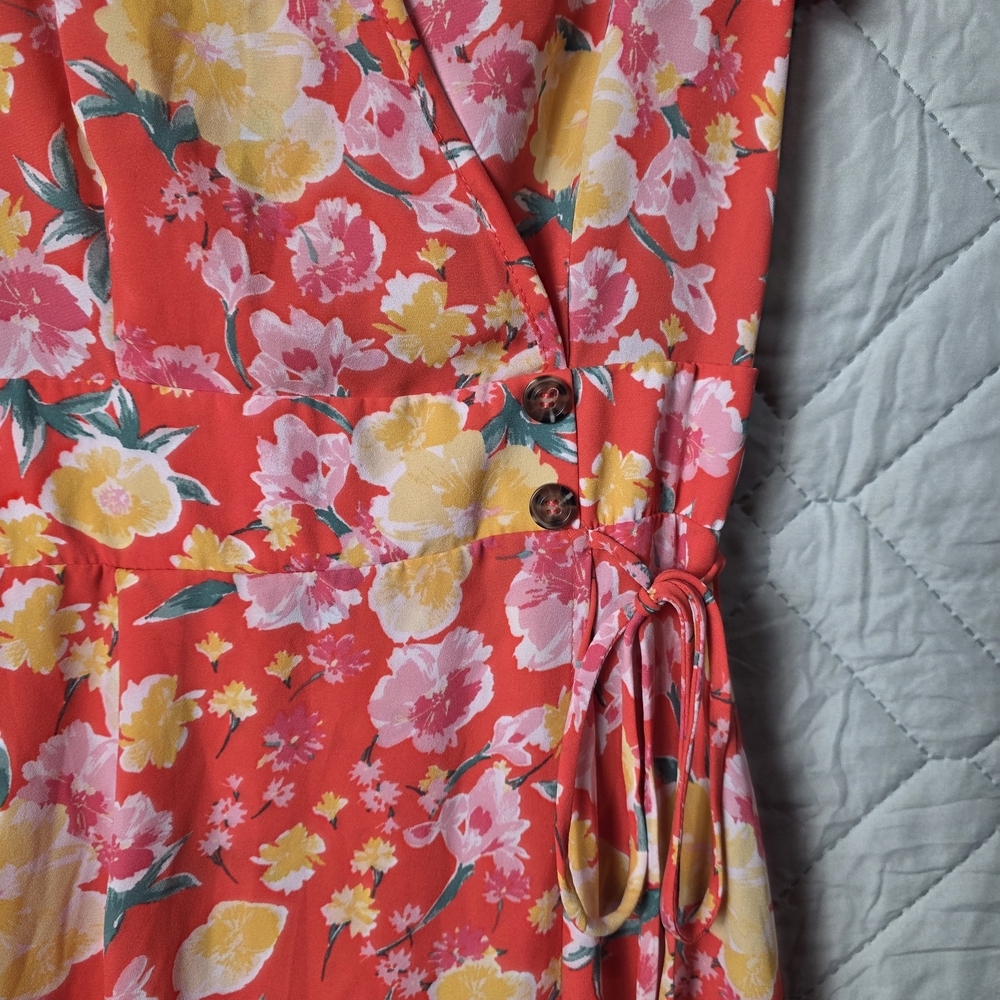 Sienna Sky Orange Size XS
 Floral Short Sleeve Dress midi
Lightweight fabric - Picture 5 of 11